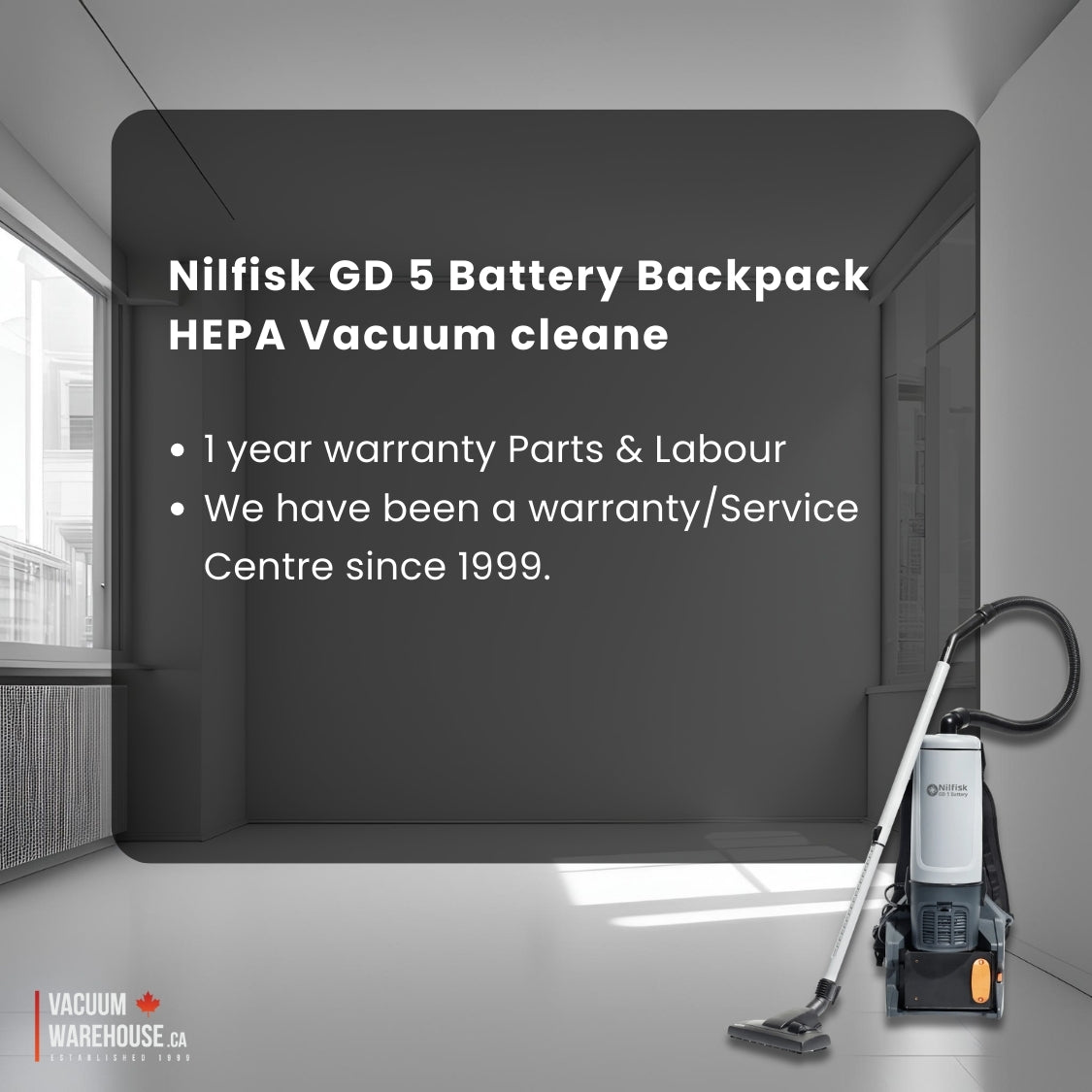 Nilfisk GD5 Battery HEPA Backpack Vacuum Cleaner