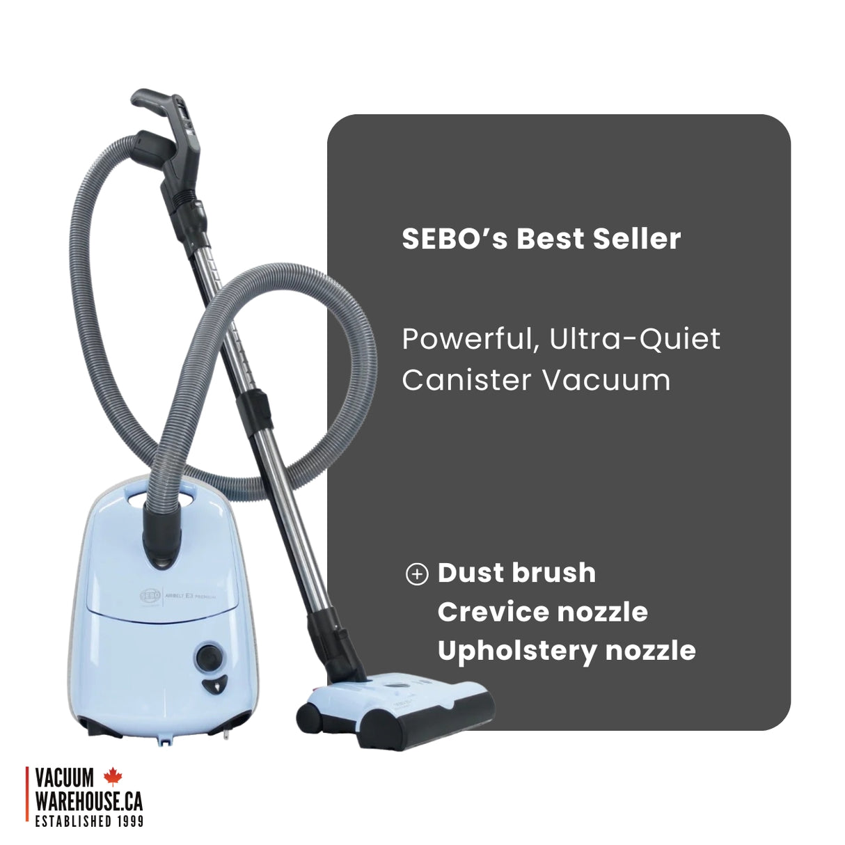 Sebo Airbelt E3 Premium Canister Vacuum - Pastel Blue