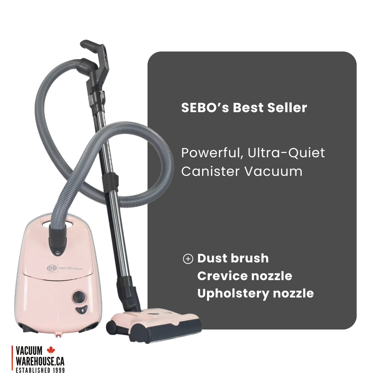 Sebo Airbelt E3 Premium Canister Vacuum - Pastel Pink