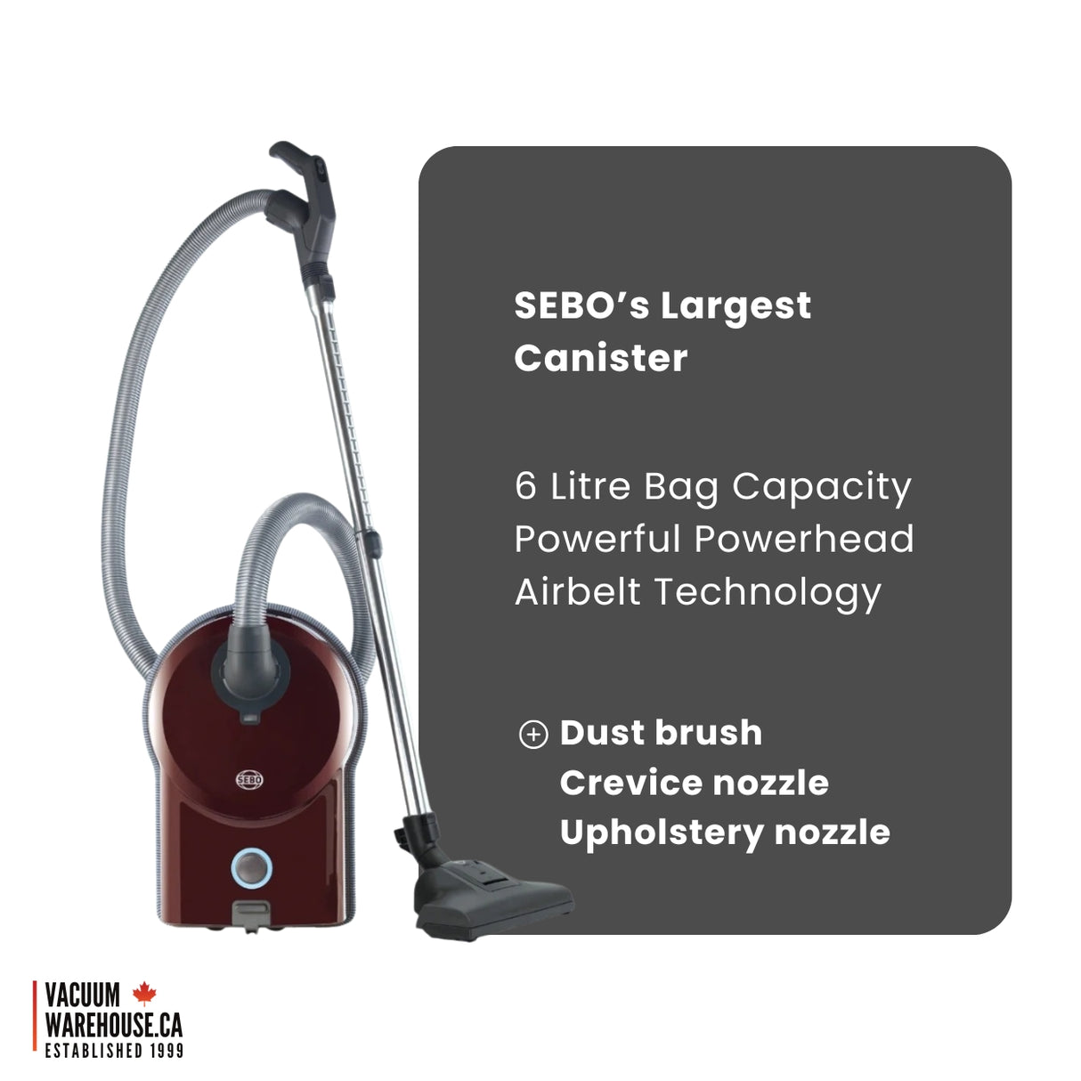 Sebo Airbelt D1 Canister vacuum cleaner - Black Cherry