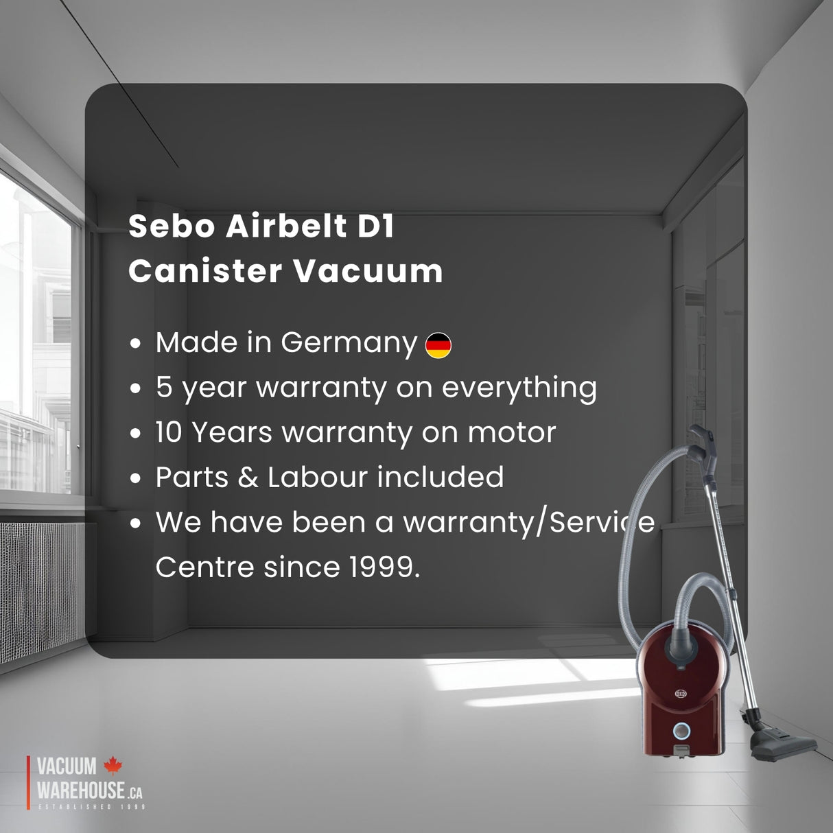 Sebo Airbelt D1 Canister vacuum cleaner - Black Cherry