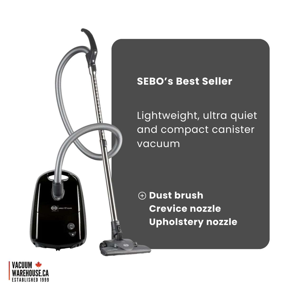 Sebo Airbelt E1 Kombi Canister Vacuum Cleaner - Black