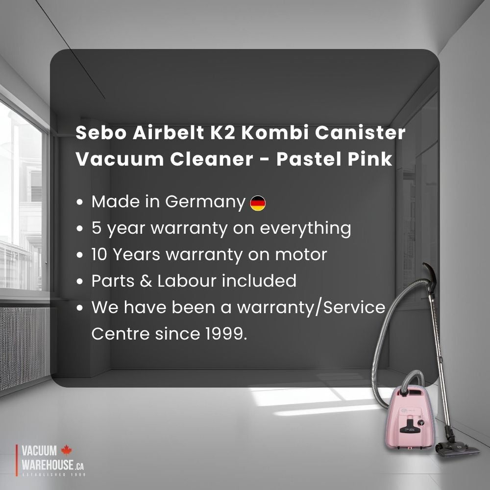 Sebo Airbelt K2 Kombi Canister Vacuum Cleaner - Pastel Pink