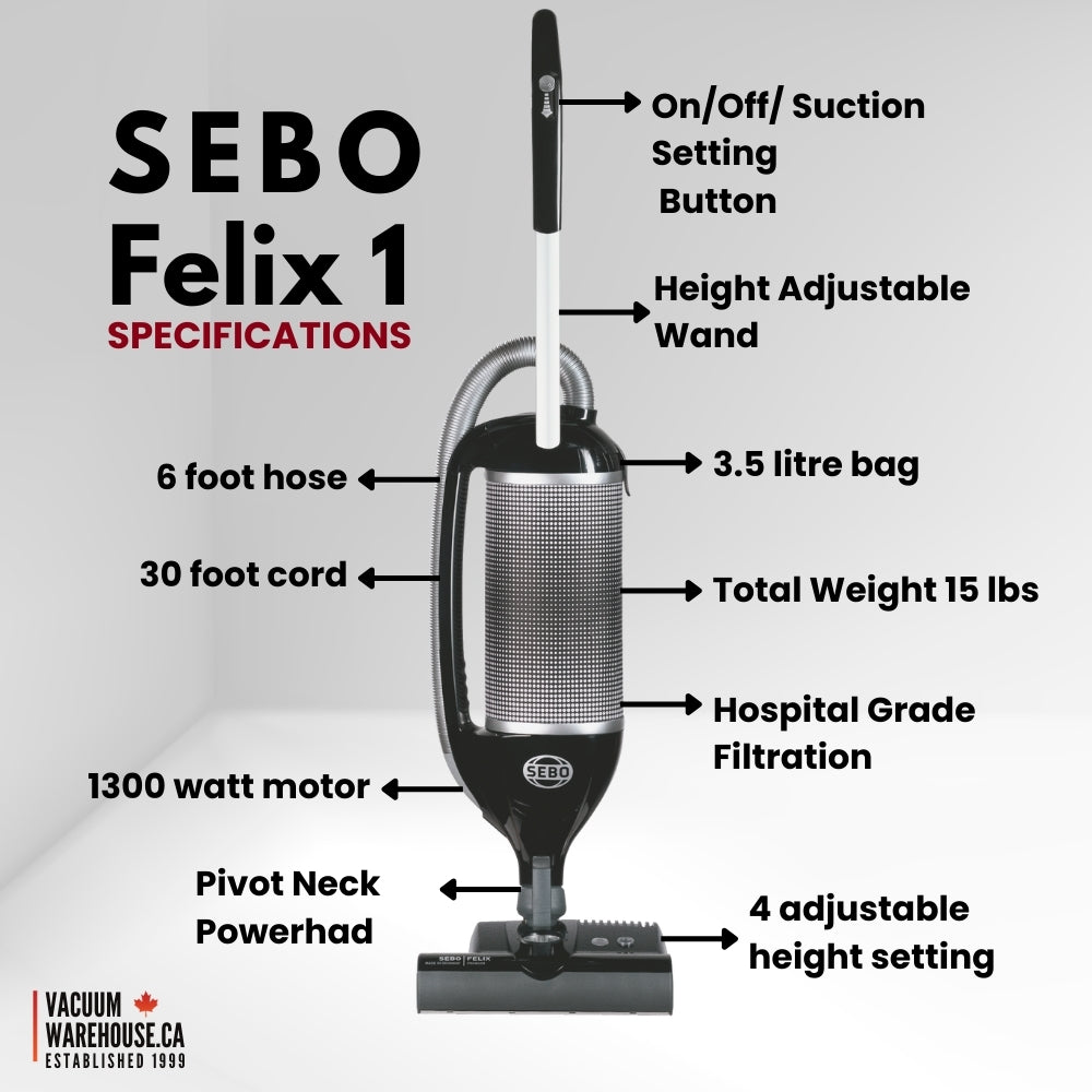 Sebo Felix 1 Onyx Premium Upright Vacuum Cleaner - Onyx Black
