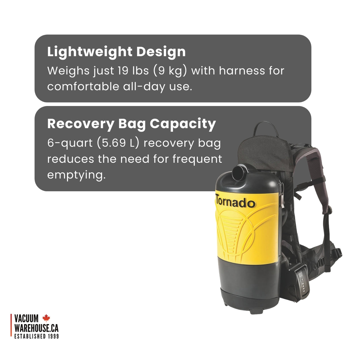 Tornado pac-vac 6 roam Back Pack with Battery & Charger