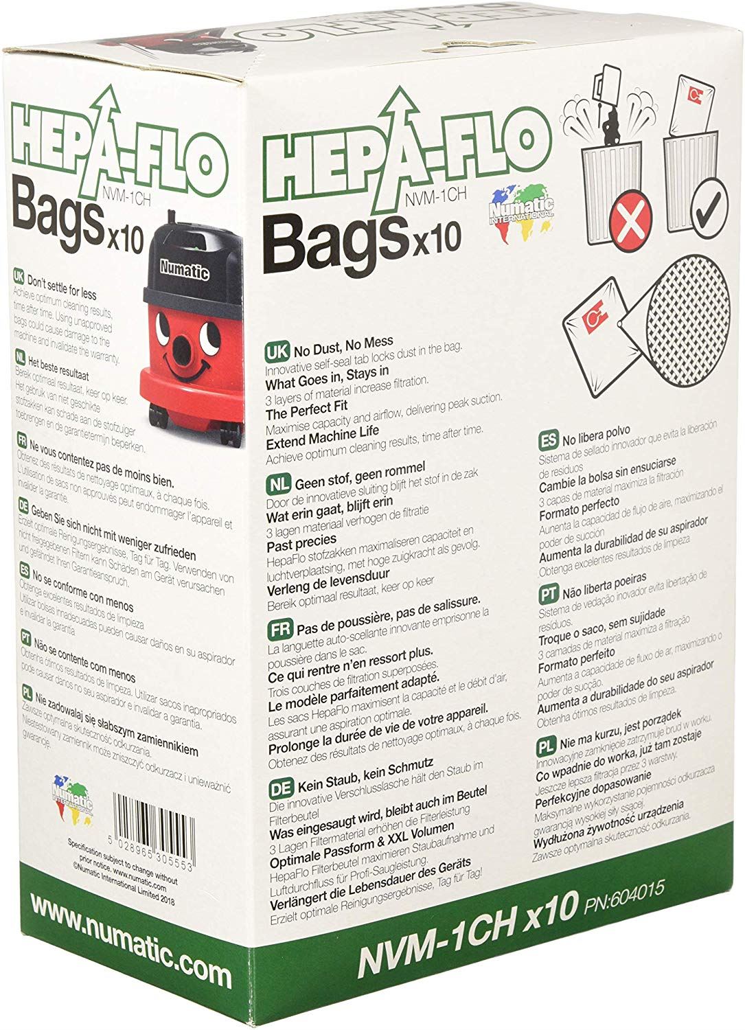 Numatic NVM-1CH Hepaflow Bags