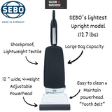 Sebo Softcase CE12 Lightweight Upright Vacuum