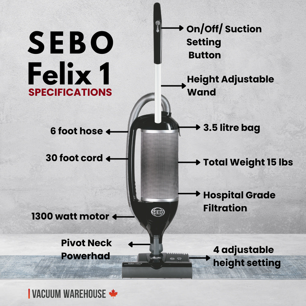 Sebo Felix 1 Onyx Premium Upright Vacuum Cleaner - Rosso