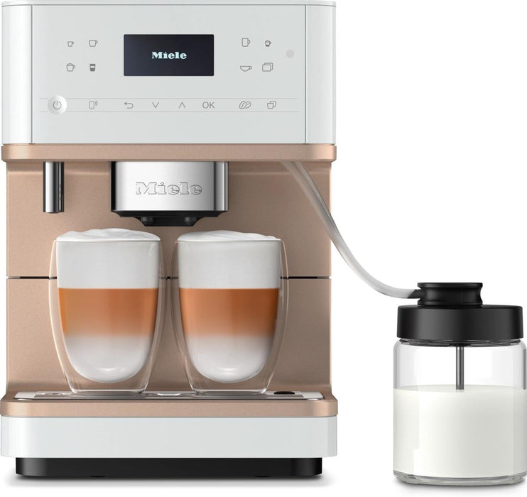 Miele CM6360 Counter Top Coffee Machine - Lotus White CleanSteel Metallic