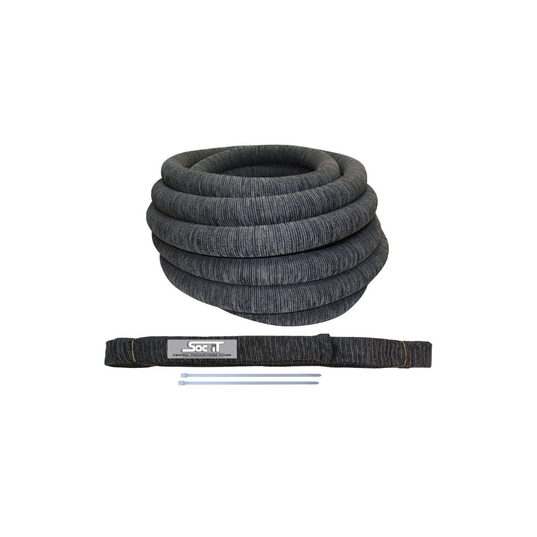 BI675 SOCIT KNITTED CENTRAL HOSE SOCK WITH ZIP TIES TO FIT ALL STANDARD 1 1/4" AND 1 3/8" X 30' CENTRAL HOSE CHARCOAL GREY