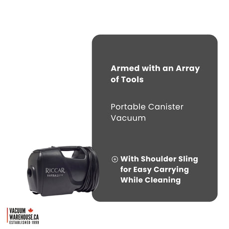 Riccar SupraQuik Portable Canister Vacuum with Shoulder Strap