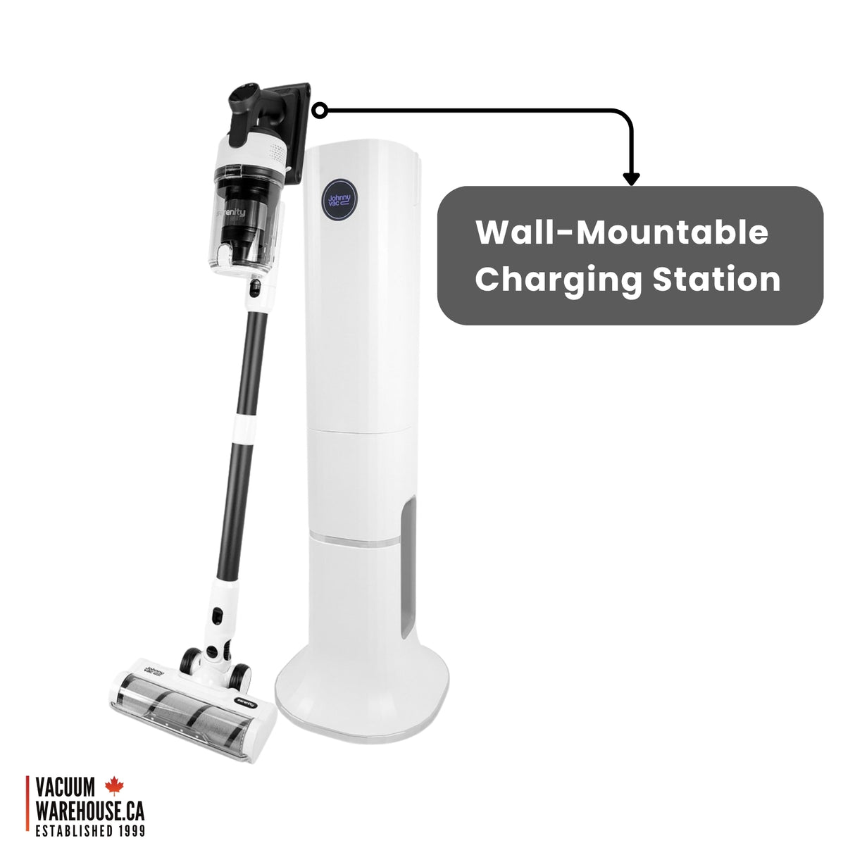Cordless Stick Vacuum Cleaner with Charging Station - SERENITY - 25.9 V Battery - White