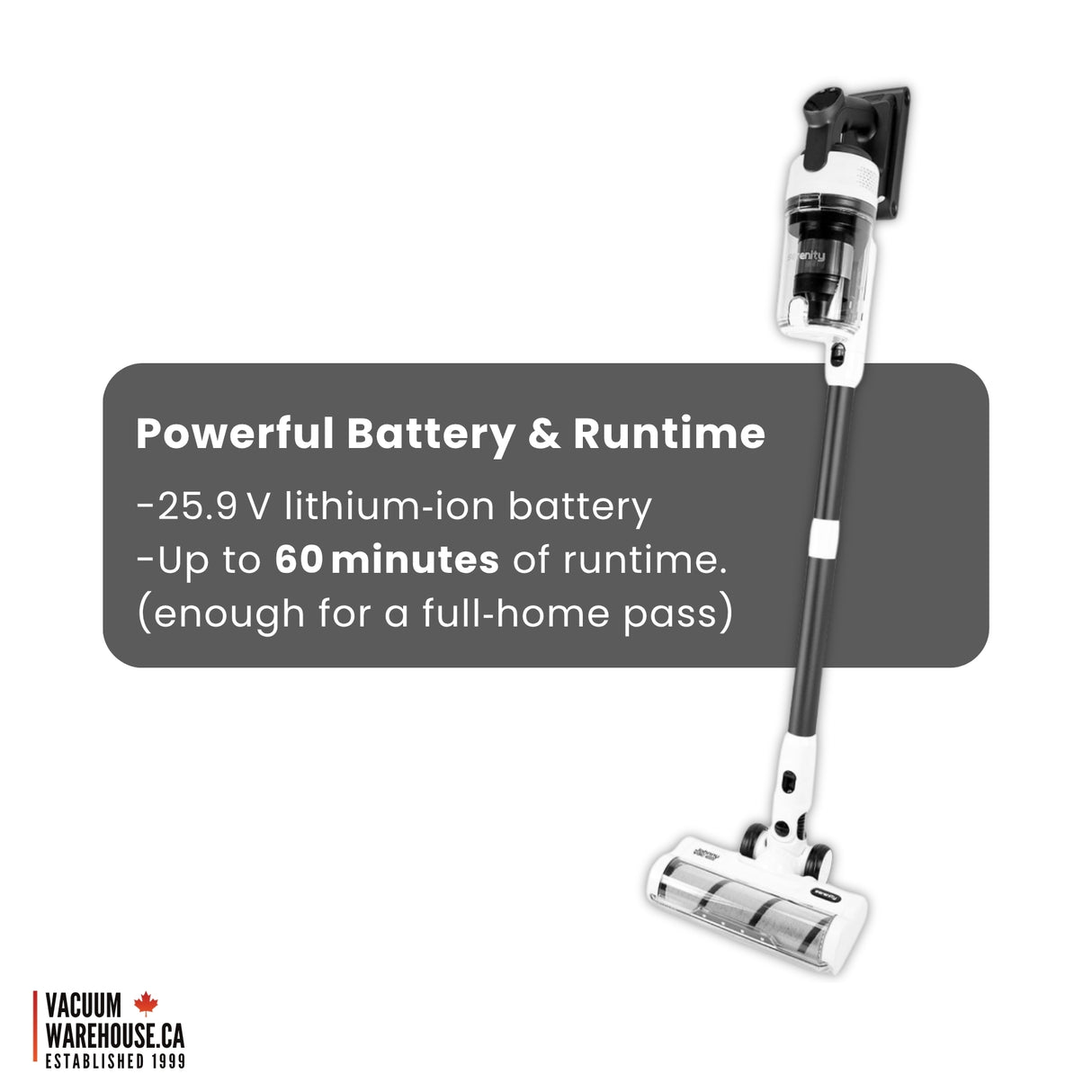 Cordless Stick Vacuum Cleaner with Charging Station - SERENITY - 25.9 V Battery - White