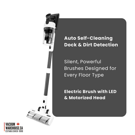 Cordless Stick Vacuum Cleaner with Charging Station - SERENITY - 25.9 V Battery - White