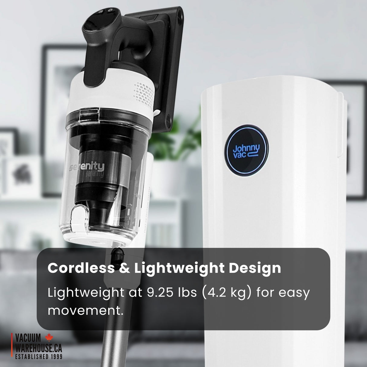 Cordless Stick Vacuum Cleaner with Charging Station - SERENITY - 25.9 V Battery - White