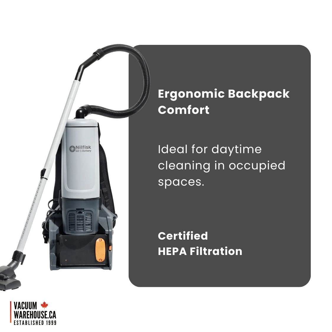 Nilfisk GD5 Battery HEPA Backpack Vacuum Cleaner