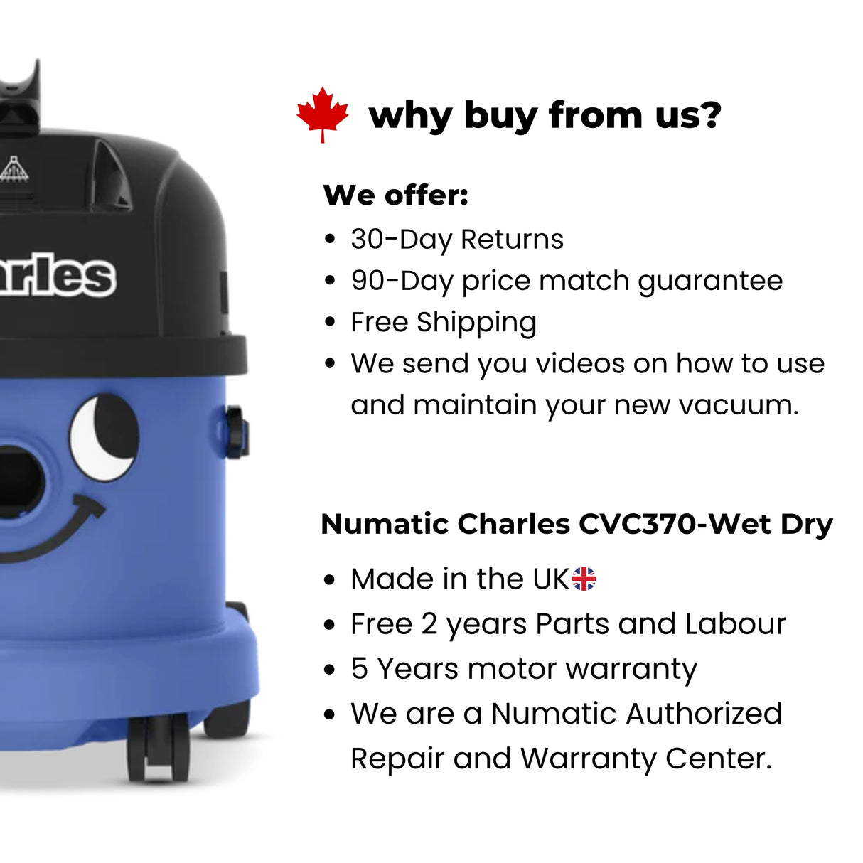 Numatic Charles CVC370 Commercial Wet Dry Vacuum Cleaner