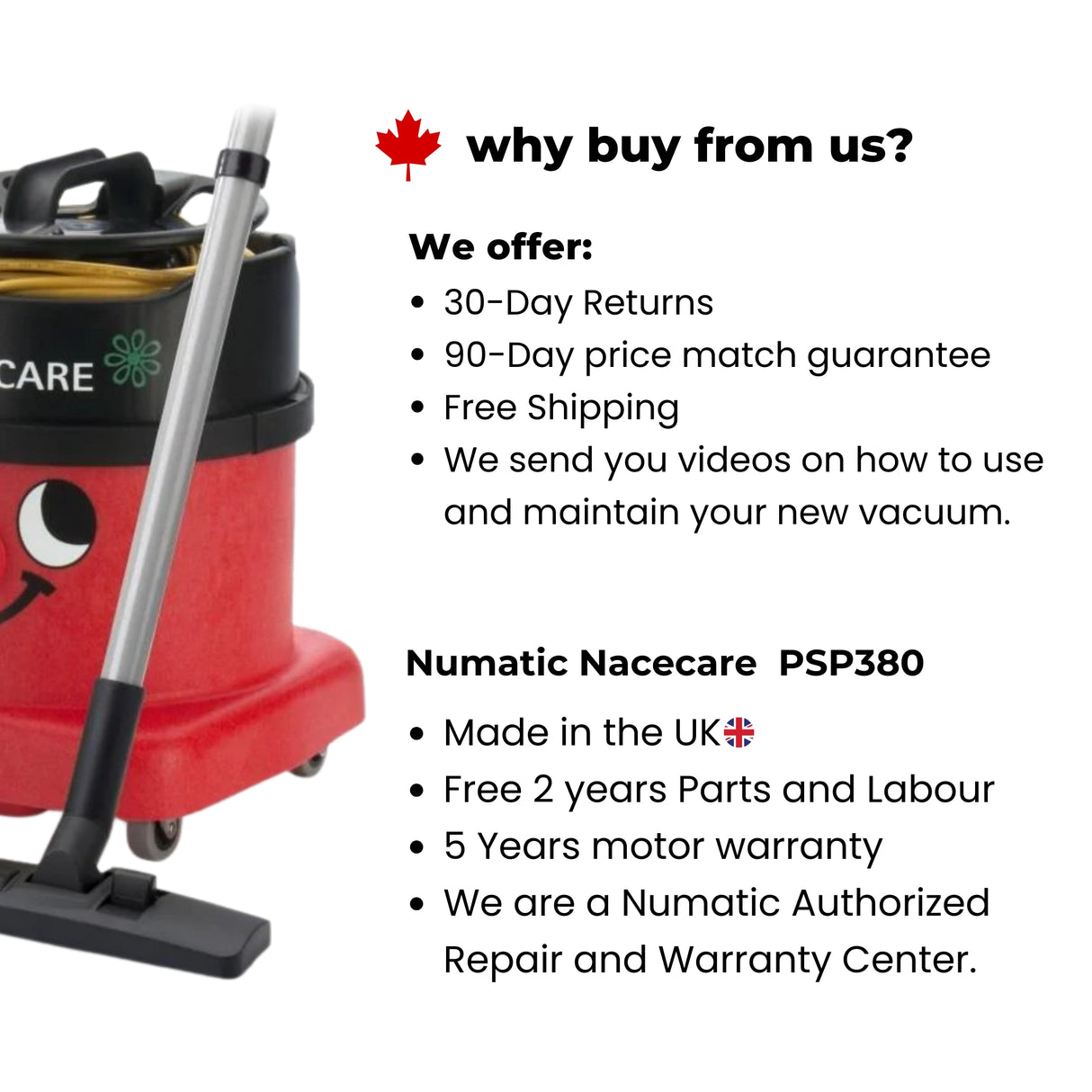 Numatic Nacecare  PSP380 Commercial Vacuum Cleaner