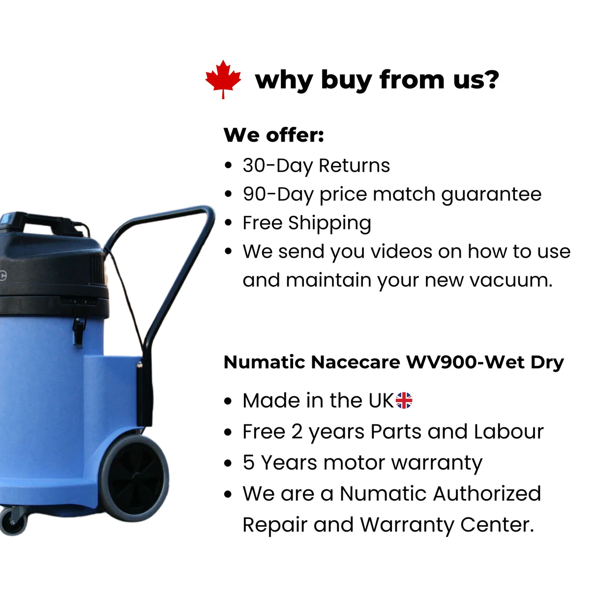 Numatic Nacecare WV900 Commercial Wet Dry Vacuum Cleaner