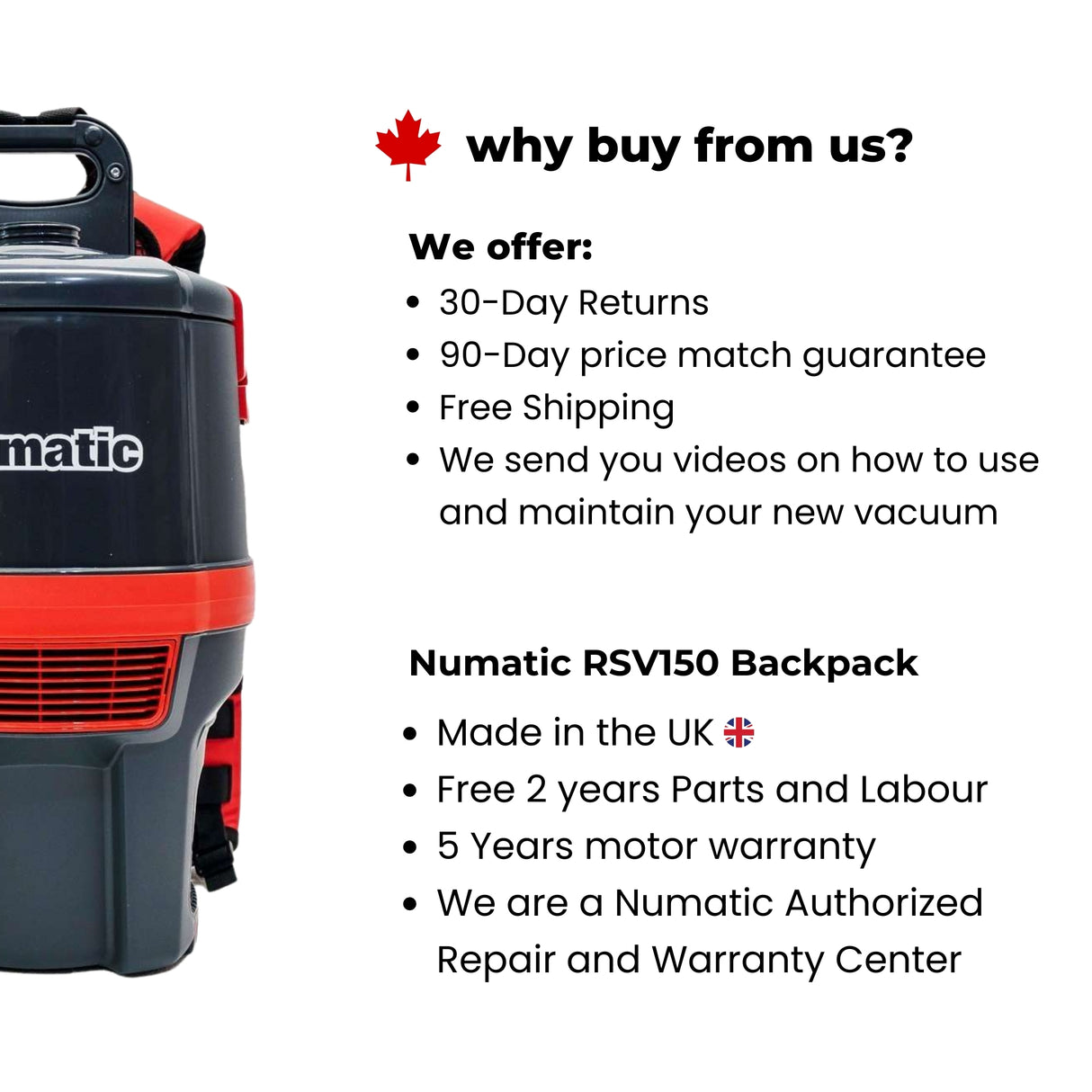 Numatic RSV150 Backpack Vacuum Cleaner