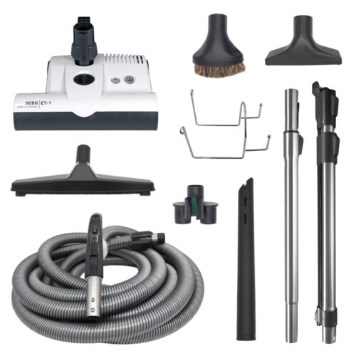 SEBO 30FT DELUXE CENTRAL VACUUM KIT WITH WHITE ET-1 POWER HEAD