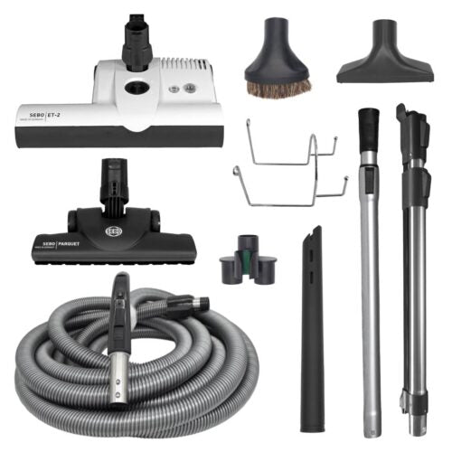 SEBO 30FT PREMIUM CENTRAL VACUUM KIT WITH WHITE ET-2 POWER HEAD