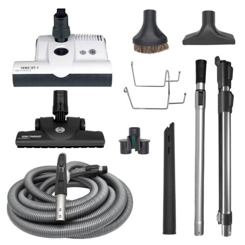 Sebo 30FT Premium Central Vacuum Kit With White ET-1 Power Head