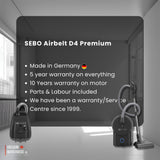 Sebo Airbelt D4 Premium Canister Vacuum Cleaner