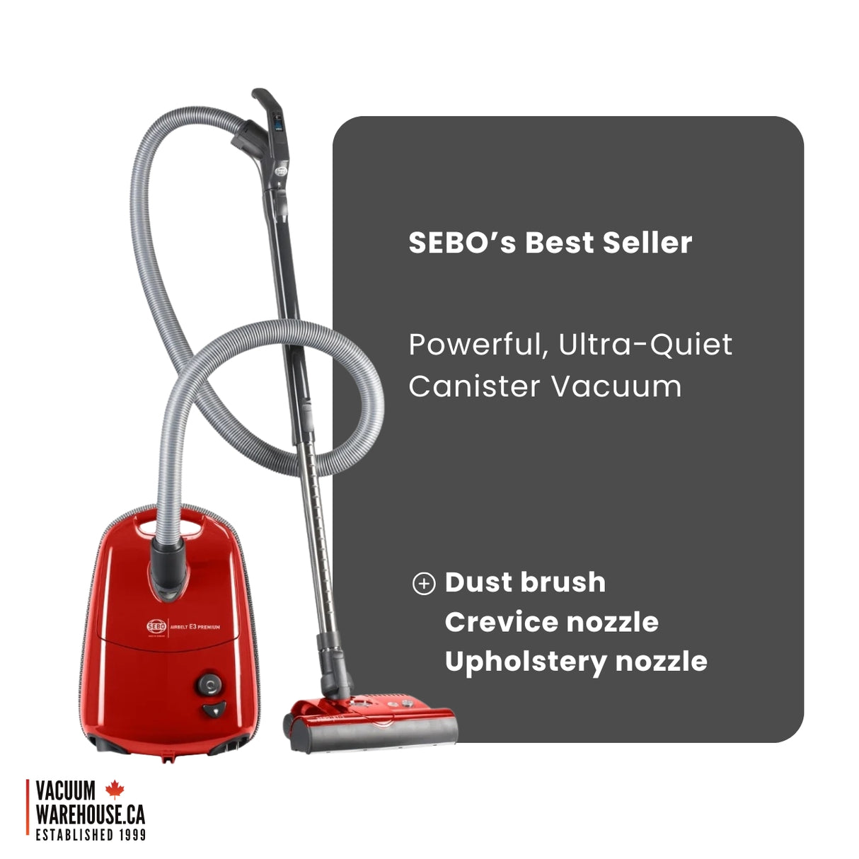 Sebo Airbelt E3 Premium Canister Vacuum - Red