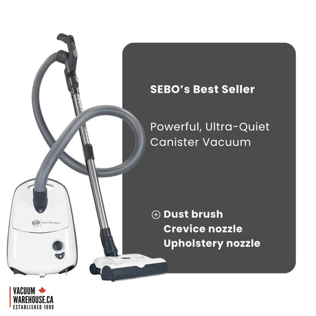 Sebo Airbelt E3 Premium Canister Vacuum Cleaner - White