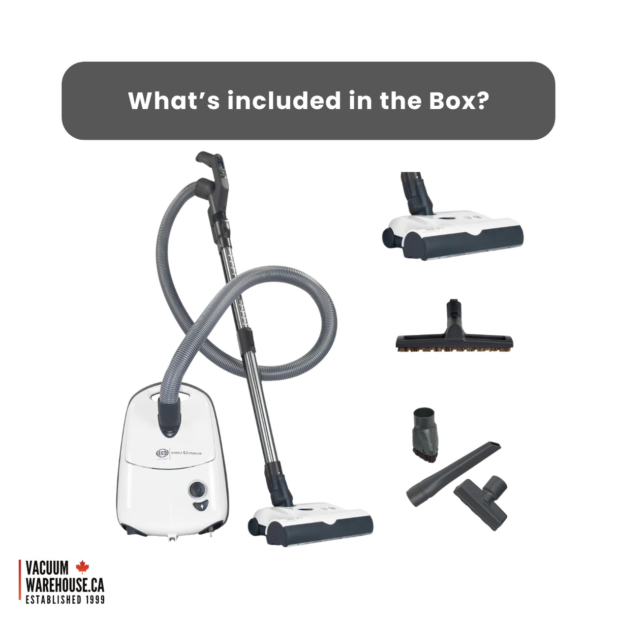 Sebo Airbelt E3 Premium Canister Vacuum Cleaner - White