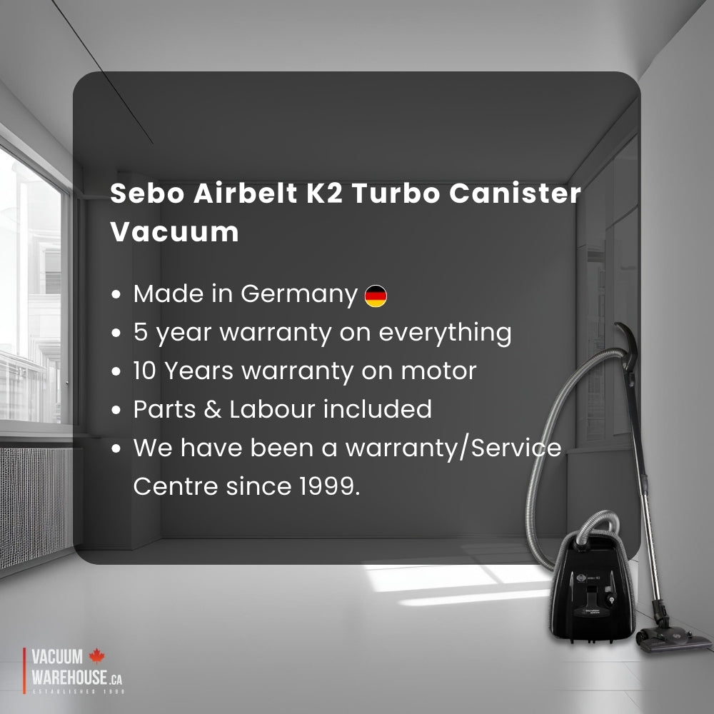 Sebo Airbelt K2 Turbo Canister Vacuum Onyx Black Color