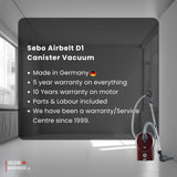 Sebo Airbelt D1 Canister vacuum cleaner - Black Cherry