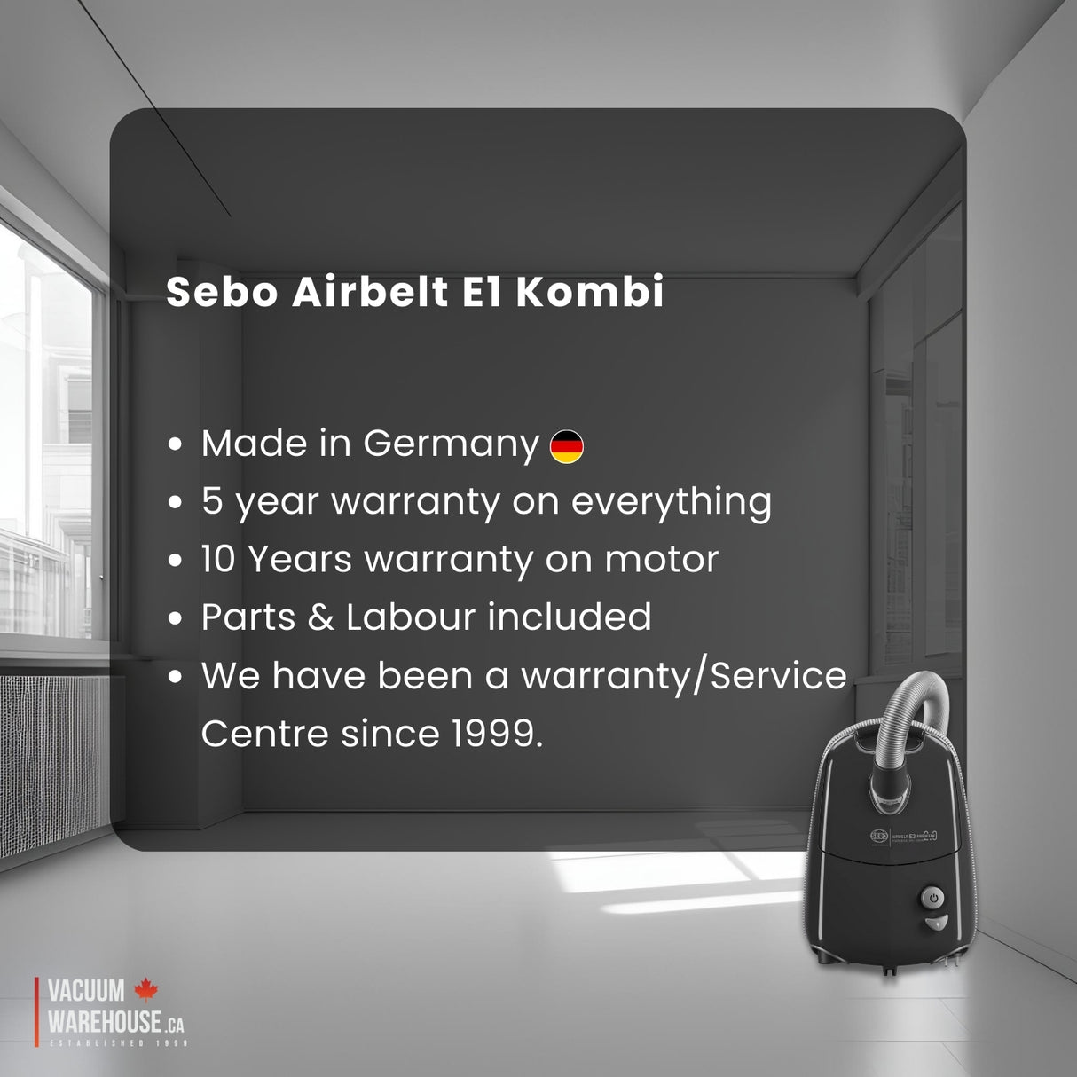 Sebo Airbelt E1 Kombi Canister Vacuum Cleaner 
