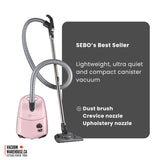Sebo Airbelt E1 Kombi Canister Vacuum Cleaner - Pastel Pink