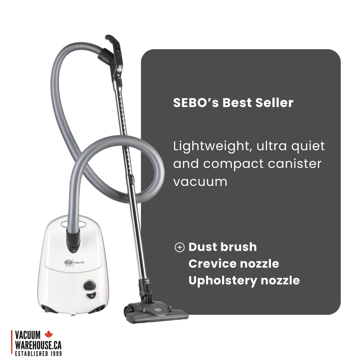 Sebo Airbelt E1 Kombi Canister Vacuum Cleaner - White