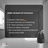 Sebo Airbelt E3 Premium Canister Vacuum - Pastel Pink - 91653FC