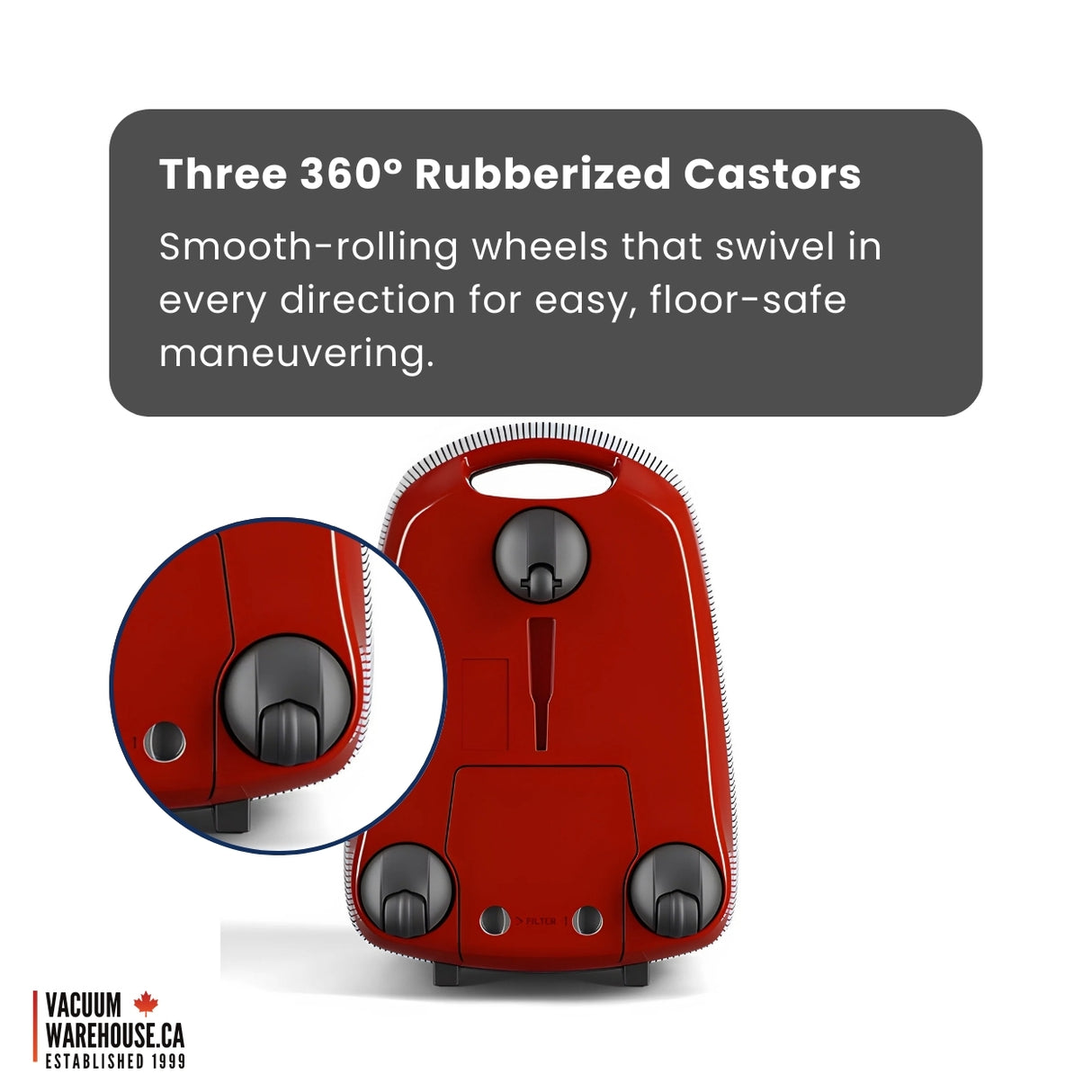 Sebo Airbelt E3 Premium Canister Vacuum Cleaner - Red - VacuumWhouse - 91642FC