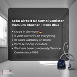Sebo Airbelt K2 Kombi Canister Vacuum Cleaner - Dark Blue