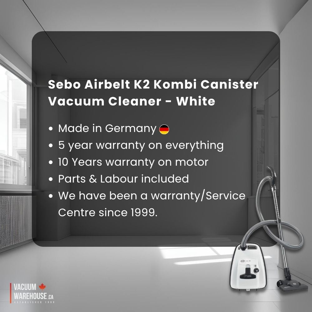 Sebo Airbelt K2 Kombi Canister Vacuum Cleaner - White