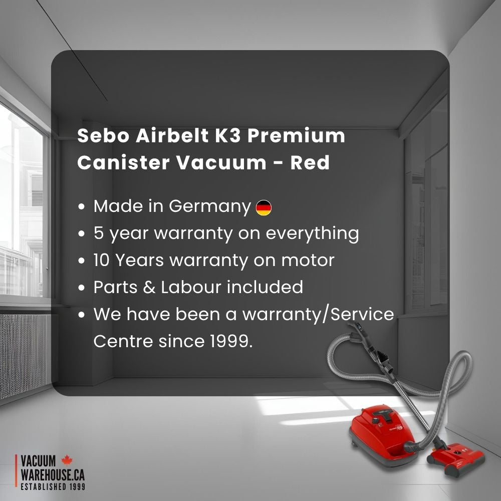 Sebo Airbelt K3 Premium Canister Vacuum Cleaner - Red