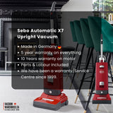 Sebo Automatic X7 upright vacuum cleaner - red