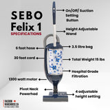 Sebo Felix 1 Premium Upright Vacuum Cleaner - Indigo