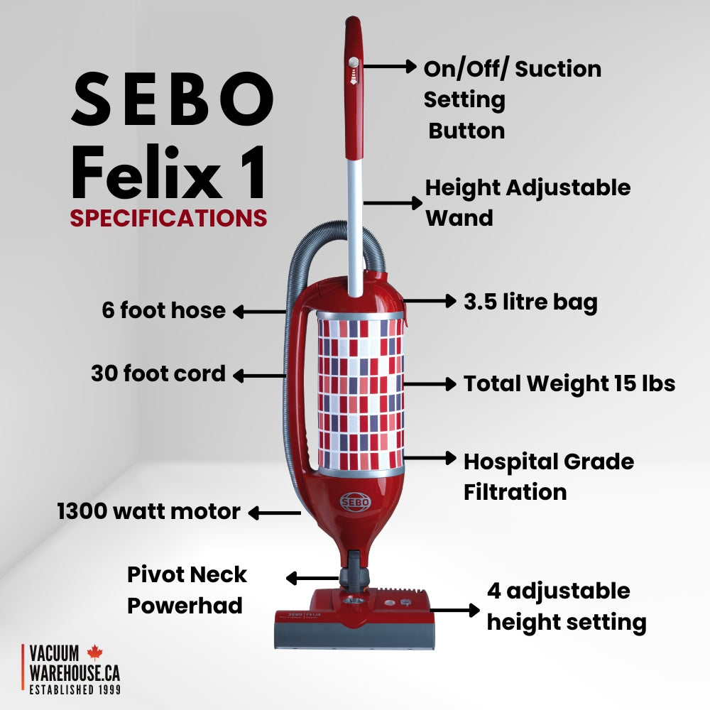Sebo Felix 1 Premium Upright Vacuum Cleaner - Rosso