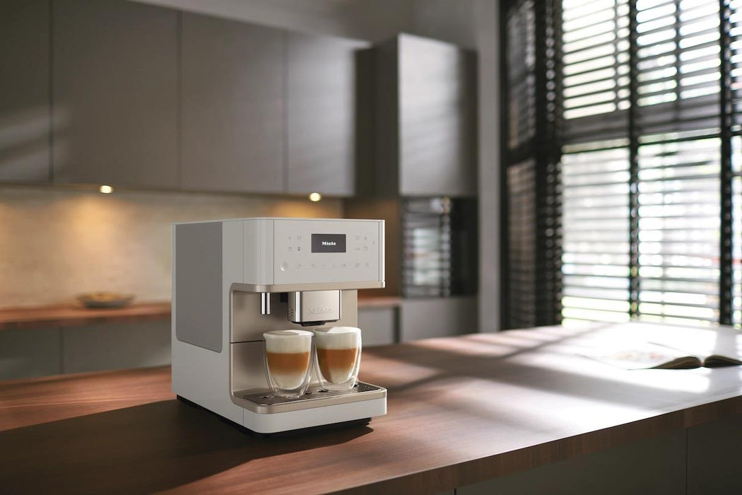 Miele CM6360 Counter Top Coffee Machine - Lotus White CleanSteel Metallic
