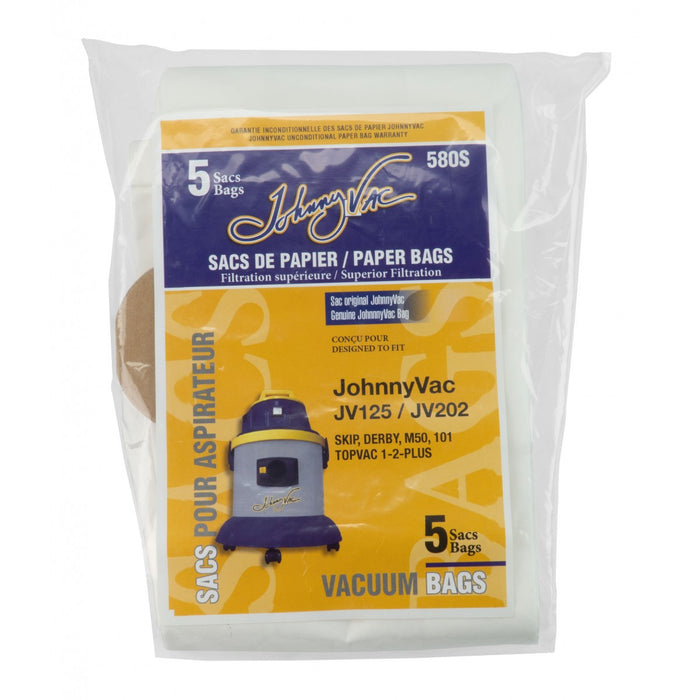 Johnny Vac JV125 and JV202 HEPA Microfilter Bag (5 bags)