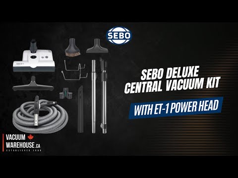 SEBO 35FT DELUXE CENTRAL VACUUM KIT WITH WHITE ET-1 POWER HEAD